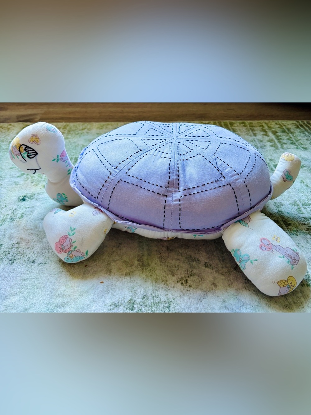 Handmade 12” Patchwork Plush Timmy The Turtle Vtg 1980s 90s Baby Nursery Fabric